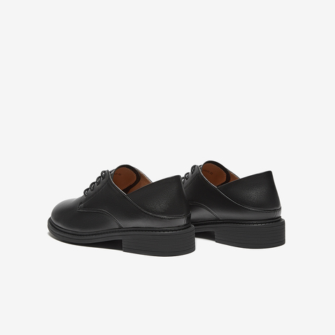 百思图2025春季新款商场同款时尚复古牛津鞋粗跟女单鞋WWE57AM5