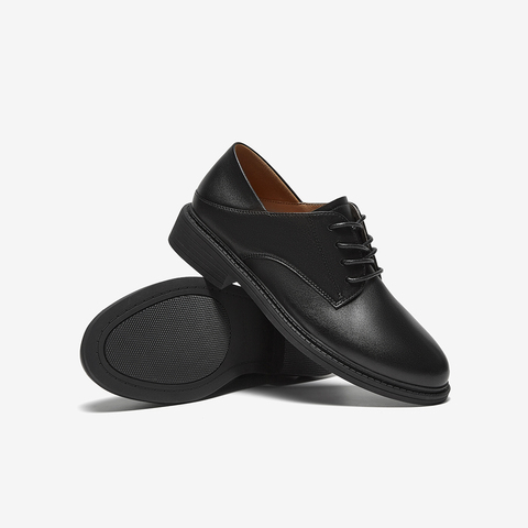 百思图2025春季新款商场同款时尚复古牛津鞋粗跟女单鞋WWE57AM5