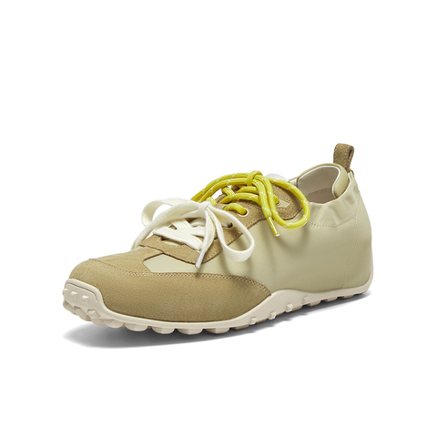 百思图2025春季新款复古户外运动德训鞋平跟圆头女休闲鞋URA01AM5