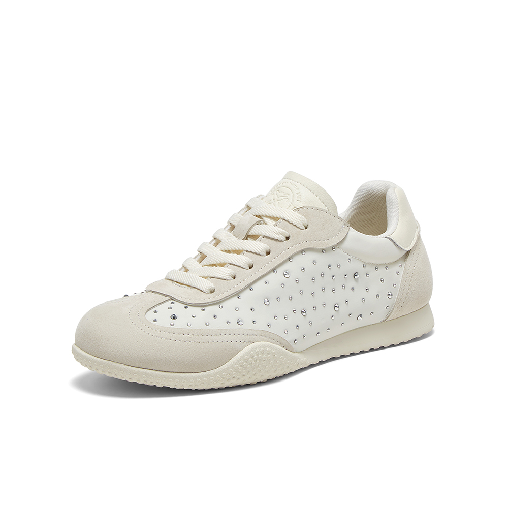 百思图2025春季新款简约户外复古运动德训鞋平跟女休闲鞋E5281AM5