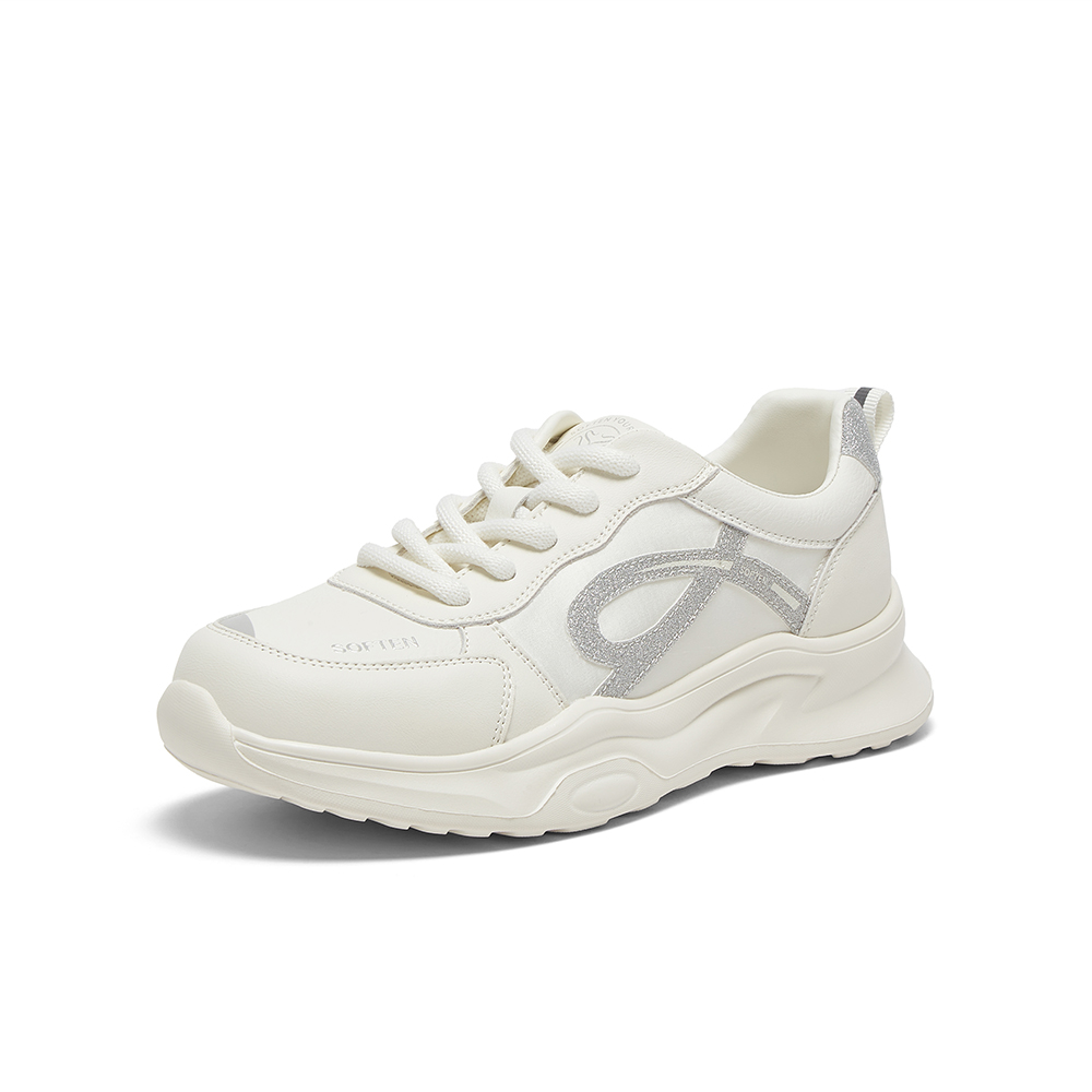 百思图2025春季新款商场同款时尚简约小白鞋厚底女休闲鞋D7742AM5