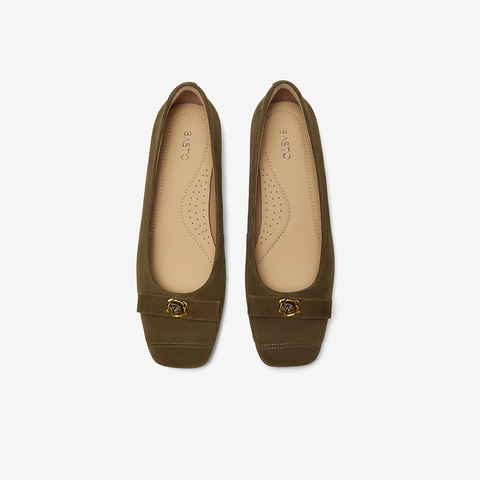 百思图2025春季新款简约时尚通勤方头粗跟浅口女单鞋RE726AQ5