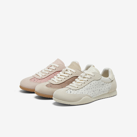 百思图2025春季新款简约户外复古运动德训鞋平跟女休闲鞋E5281AM5