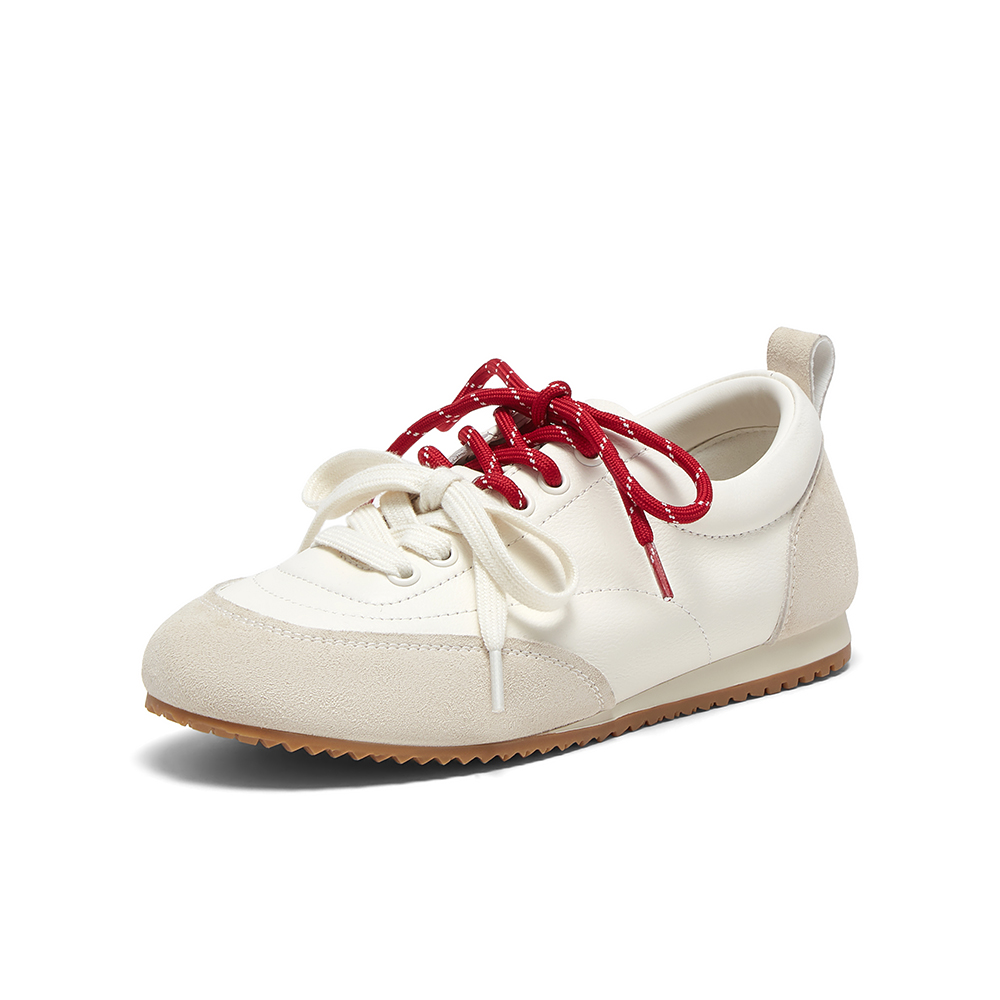 百思图2025春季新款简约时尚户外运动阿甘鞋平跟女休闲鞋I7699AM5