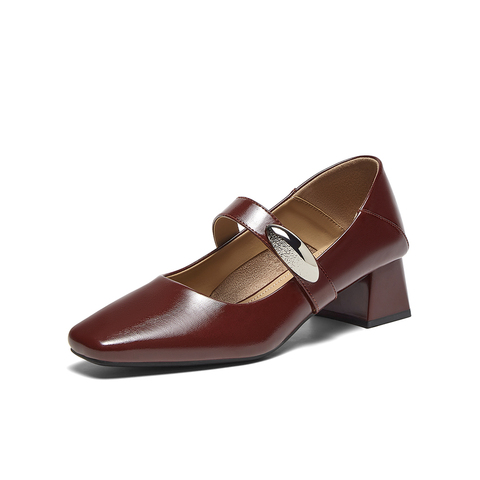 百思图2025春季新款商场同款简约复古通勤玛丽珍鞋女单鞋B1135AQ5