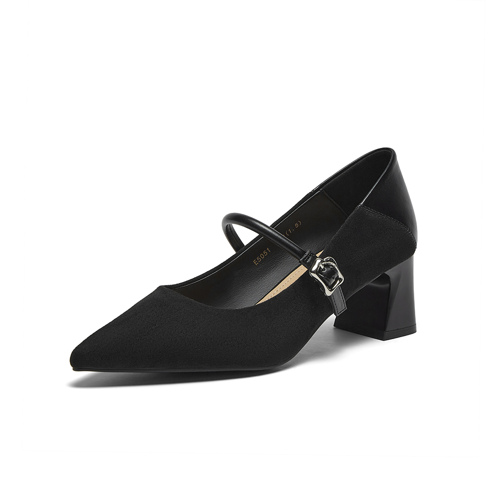 百思图2025春季新款商场同款时髦通勤玛丽珍鞋尖头女单鞋E5051AQ5