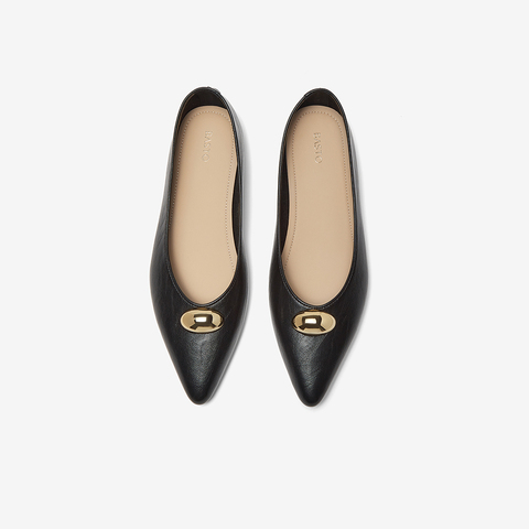 百思图2025春季新款商场同款简约时尚通勤浅口尖头女单鞋F1518AQ5