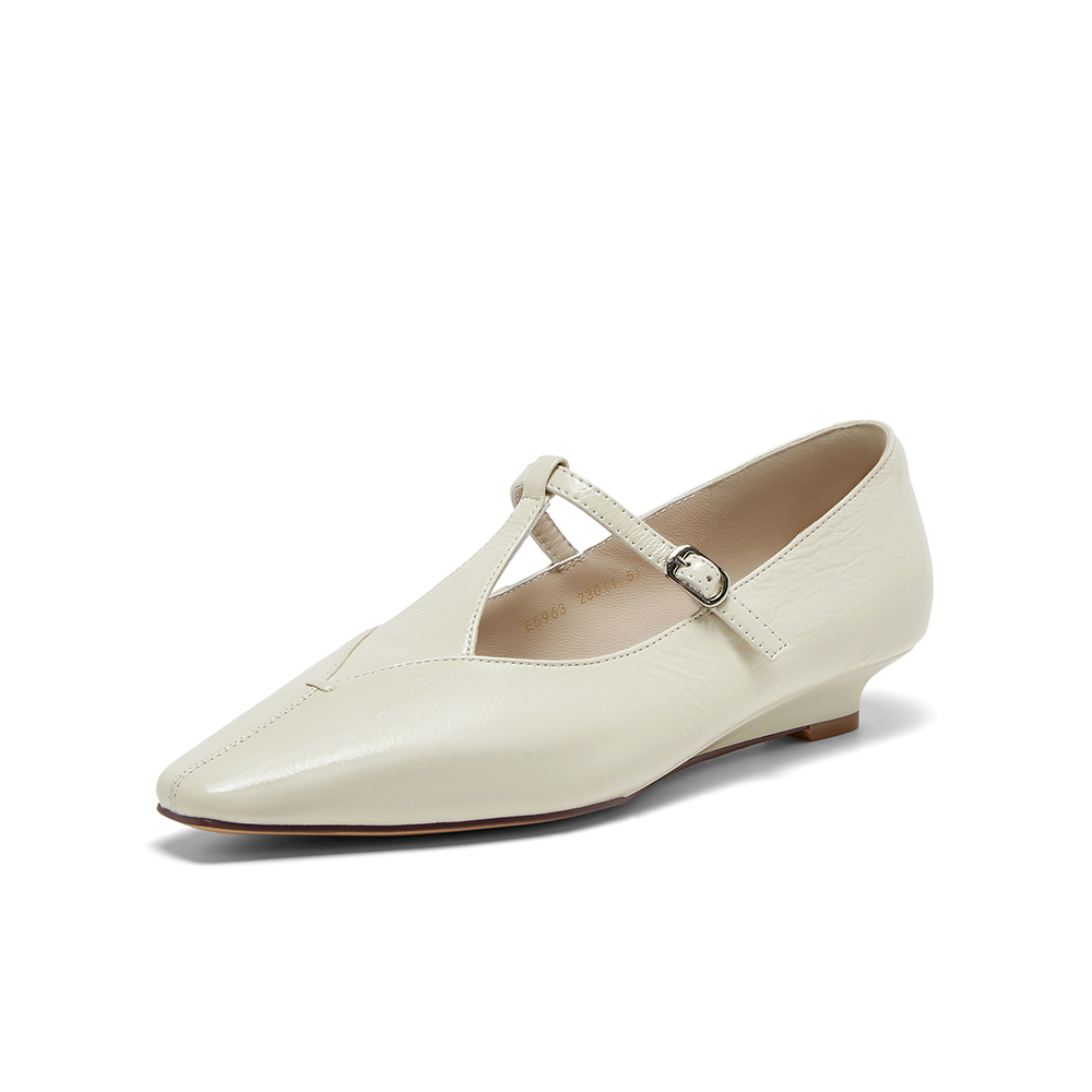 百思图2025春季新款简约复古通勤玛丽珍浅口尖头女单鞋E5963AQ5