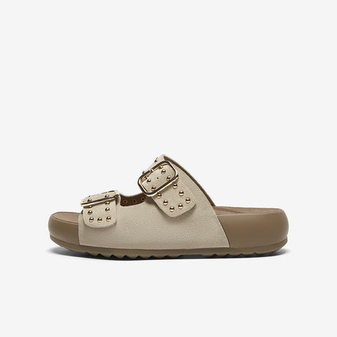 百思图2025夏季新款简约户外休闲运动一字拖厚底女拖鞋D7740BT5