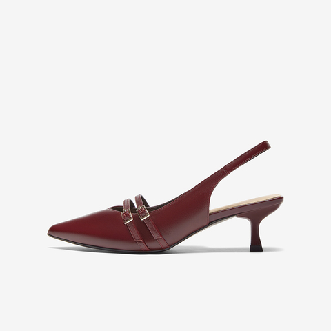 百思图2025夏季新款商场同款简约通勤尖头细跟后空女凉鞋AC825BH5