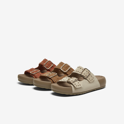 百思图2025夏季新款简约户外休闲运动一字拖厚底女拖鞋D7740BT5