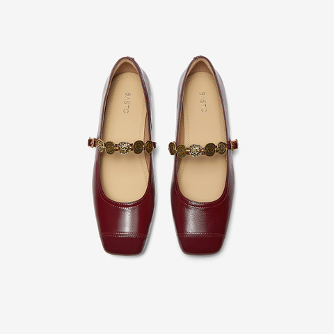 百思图2025春季新款简约时尚通勤玛丽珍鞋方头浅口女单鞋TIK71AQ5