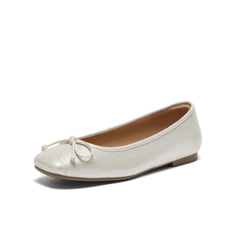 百思图2025春季新款简约蝴蝶结时尚通勤方头浅口女单鞋TIK20AQ5