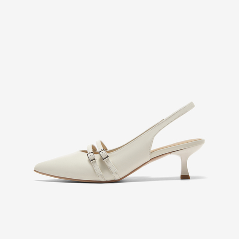 百思图2025夏季新款商场同款简约通勤尖头细跟后空女凉鞋AC825BH5