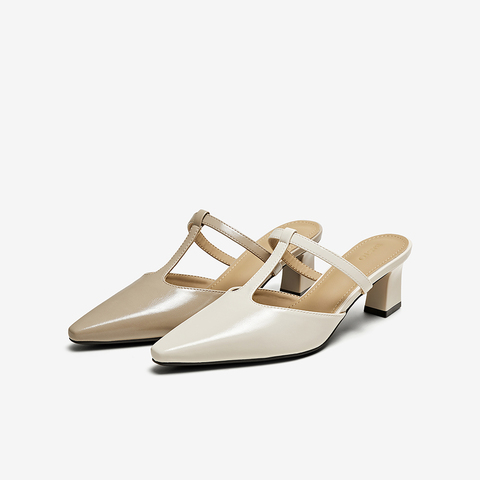 百思图2025夏季新款商场同款简约通勤穆勒鞋尖头女拖鞋B2612BH5