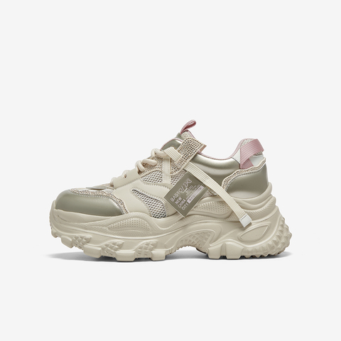 百思图2025夏新款商场同款时尚银色老爹鞋厚底女休闲鞋鞋B2155BM5