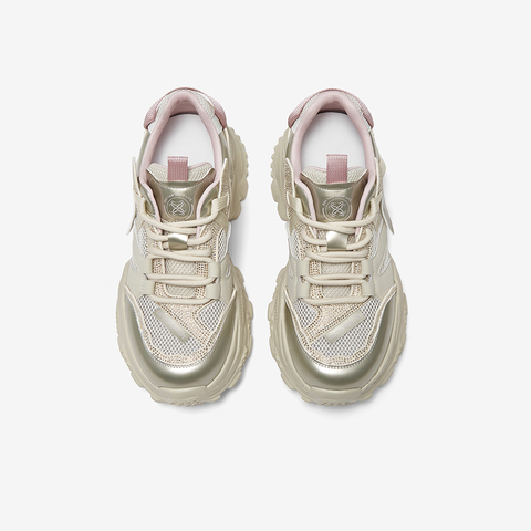 百思图2025夏新款商场同款时尚银色老爹鞋厚底女休闲鞋鞋B2155BM5