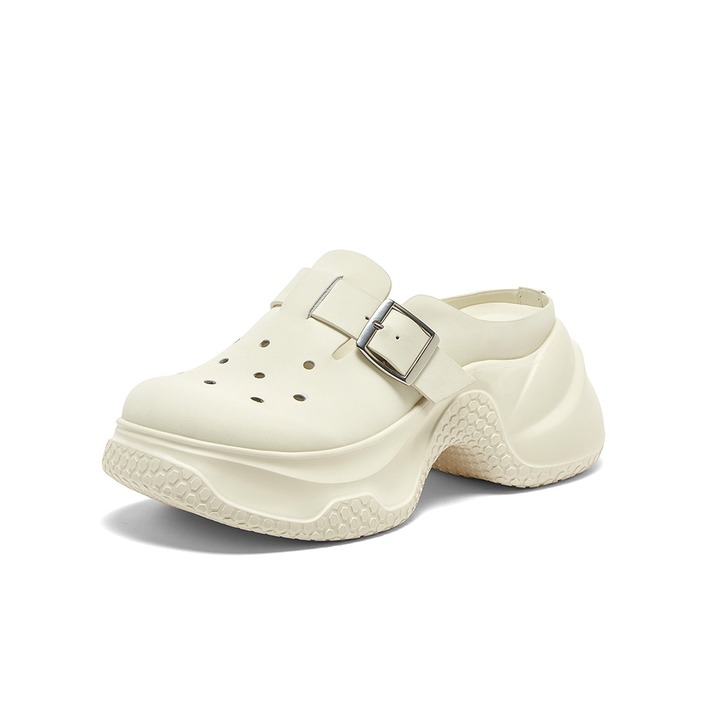 百思图2025夏季新款商场同款简约休闲洞洞鞋厚底女拖鞋URC02BH5