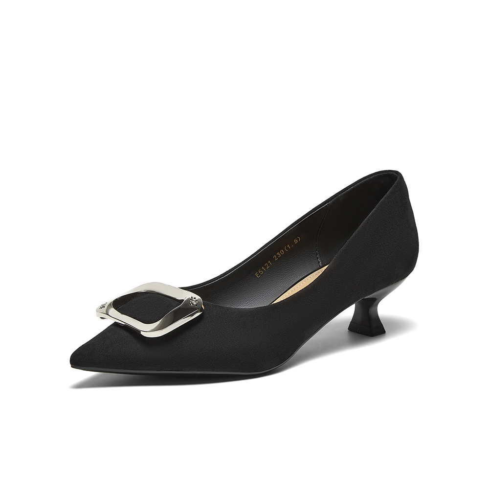 百思图2025春季新款商场同款简约通勤尖头细跟浅口女单鞋E5121AQ5