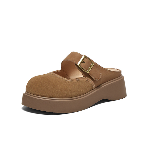 百思图2025夏季新款简约户外休闲穆勒鞋厚底圆头女拖鞋D3028BH5