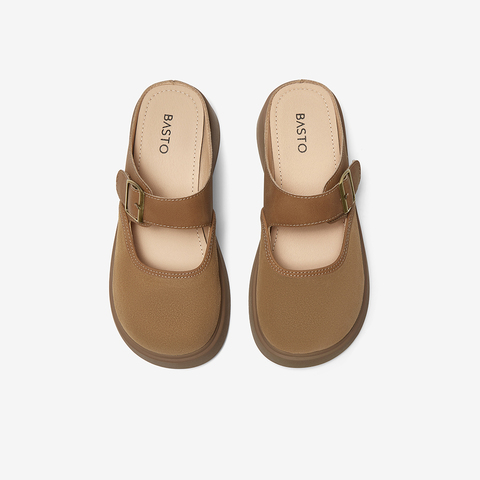 百思图2025夏季新款简约户外休闲穆勒鞋厚底圆头女拖鞋D3028BH5