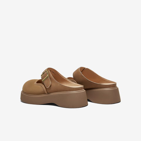 百思图2025夏季新款简约户外休闲穆勒鞋厚底圆头女拖鞋D3028BH5