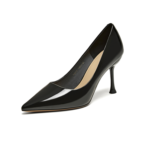 百思图2025秋季新款时尚简约通勤细高跟尖头浅口女单鞋F3212CQ5