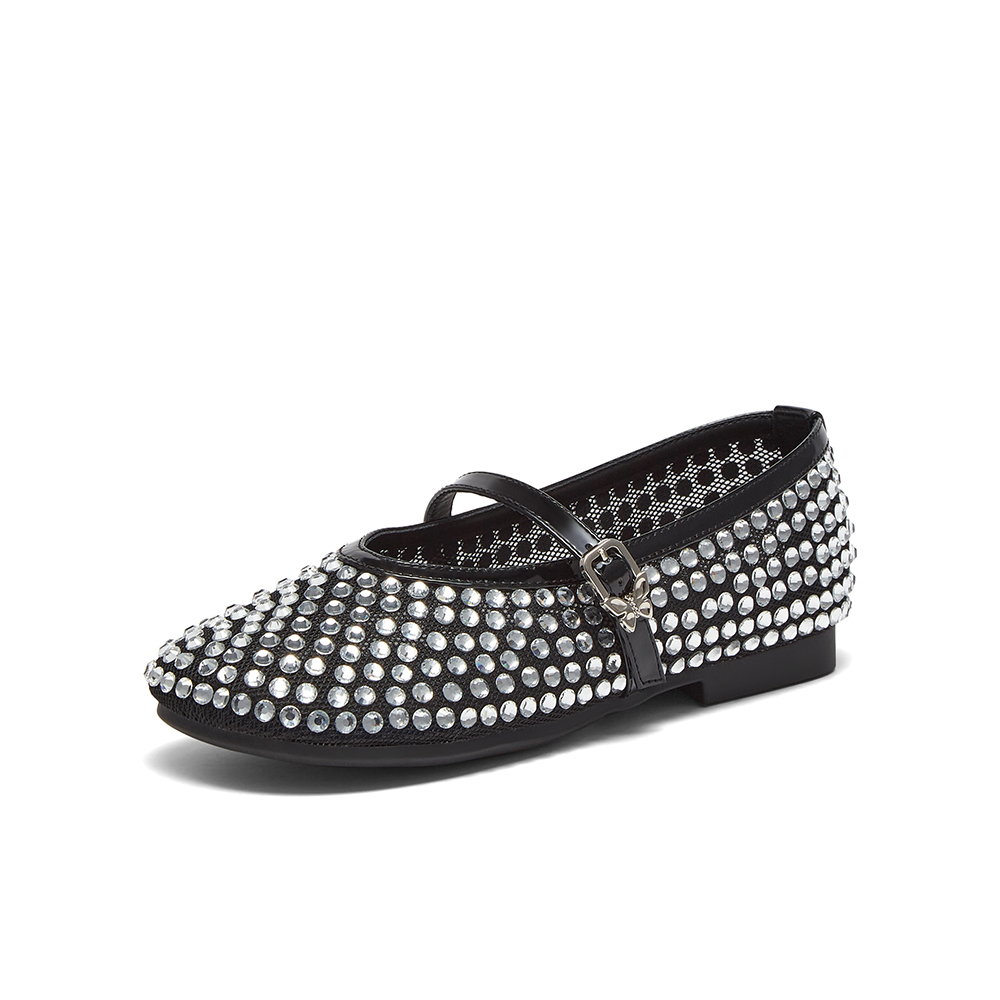 百思图2025夏季新款时髦闪钻通勤玛丽珍鞋浅口女单鞋B3021BQ5