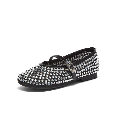 百思图2025夏季新款时髦闪钻通勤玛丽珍鞋浅口女单鞋B3021BQ5