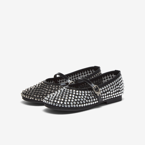 百思图2025夏季新款时髦闪钻通勤玛丽珍鞋浅口女单鞋B3021BQ5