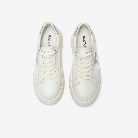 百思图2025夏季新款商场同款简约户外小白鞋厚底女休闲鞋USN01BM5