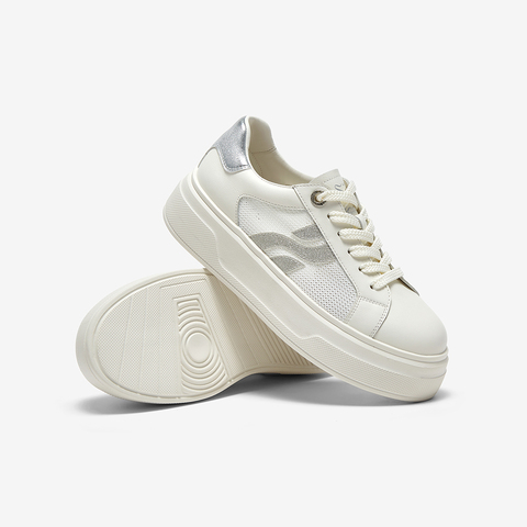 百思图2025夏季新款商场同款简约户外小白鞋厚底女休闲鞋USN01BM5