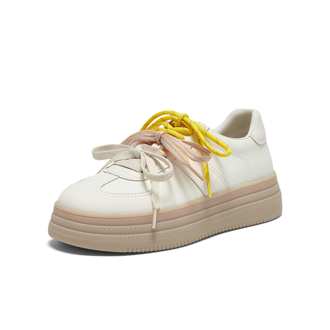 百思图2025春季新款时尚复古运动德训鞋厚底女休闲鞋I7766AM5