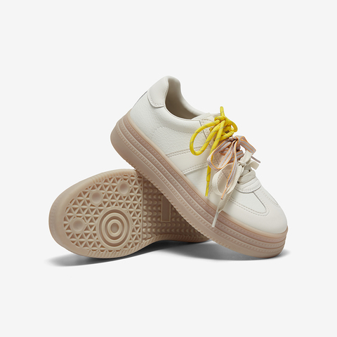 百思图2025春季新款时尚复古运动德训鞋厚底女休闲鞋I7766AM5