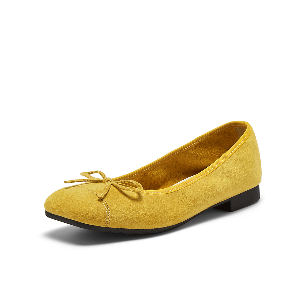 百思图2025秋季新款简约时尚蝴蝶结浅口方头女单鞋B2700CQ5