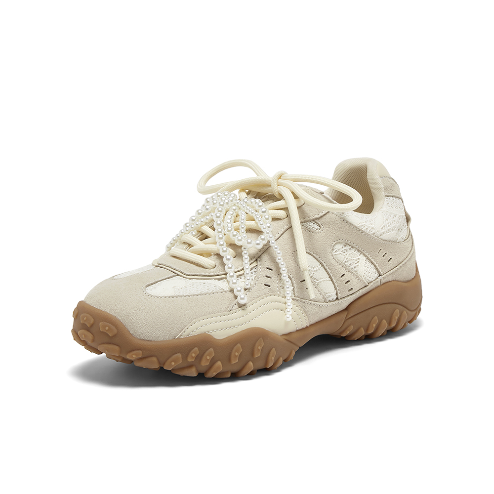 百思图2025夏季新款时尚街头复古运动德训鞋厚底女休闲鞋A2077BM5