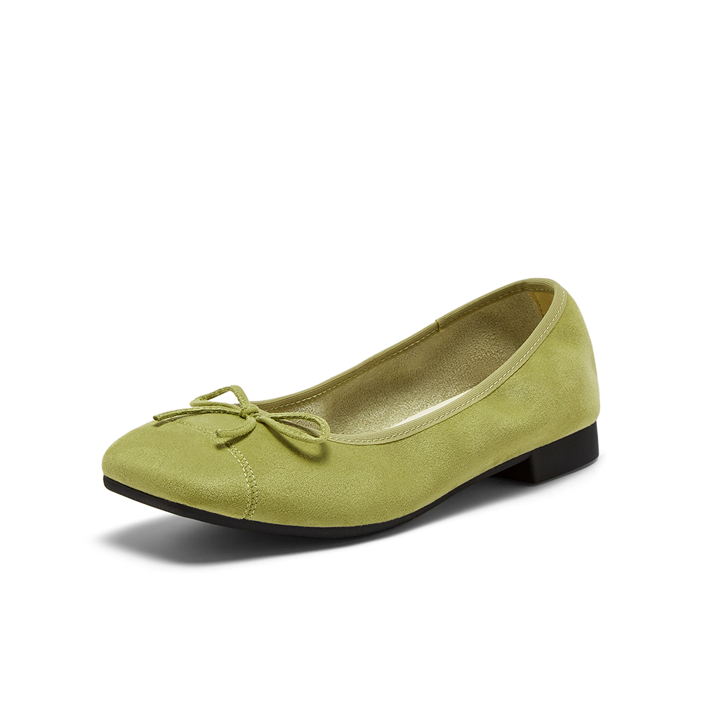 百思图2025秋季新款简约时尚蝴蝶结浅口方头女单鞋B2700CQ5