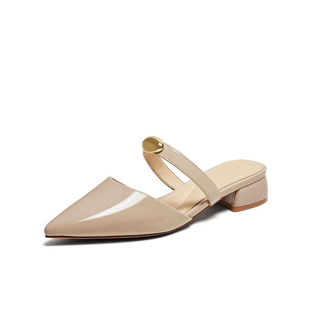 百思图2025夏季新款商场同款潮流尖头穆勒拖粗跟女凉拖鞋B6205BH5