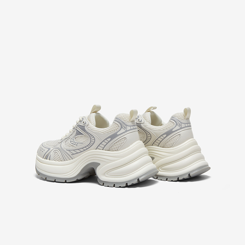 百思图2025夏季新款时尚户外银色老爹鞋厚底增高女休闲鞋D3018BM5