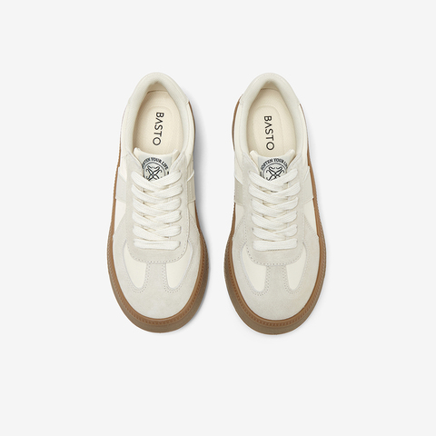 百思图2025春季新款时尚复古运动德训鞋厚底女休闲鞋V2507AM5