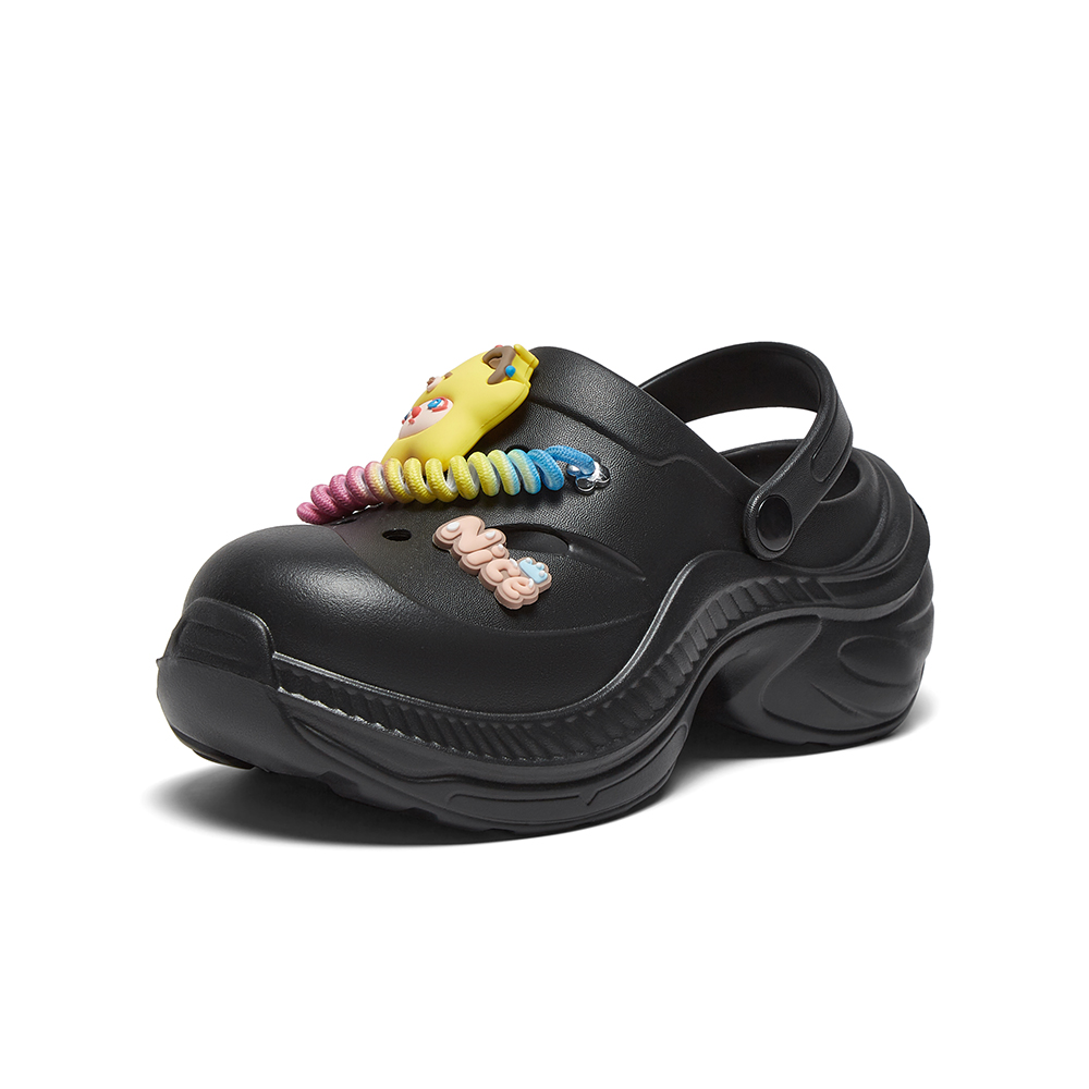 百思图2025夏季新款时尚潮流街头休闲洞洞鞋厚底女拖鞋X0022BH5