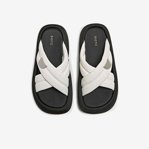 百思图2025夏季新款商场同款时尚简约休闲拖厚底女拖鞋E8820BT5