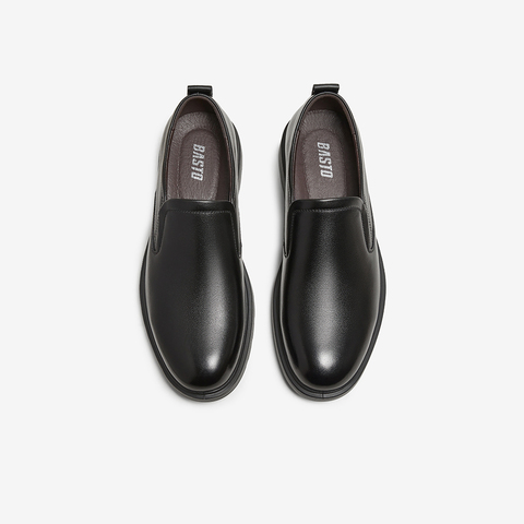 百思图2025春季新款简约商务通勤乐福鞋平跟男休闲皮鞋30270AM5