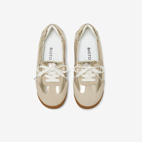 百思图2025夏季新款商场同款简约复古德训鞋平跟女休闲鞋D3066BA5