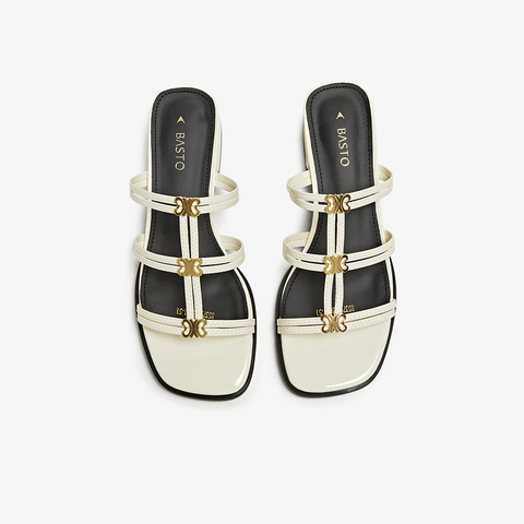 百思图2025夏季新款商场同款时尚复古时装粗跟女拖鞋B5379BT5