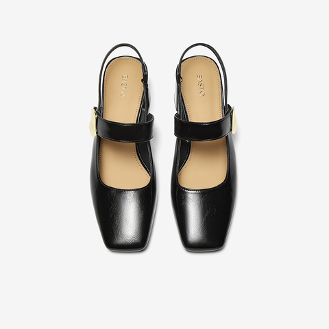 百思图2025夏季新款商场同款简约粗高跟方头后空女凉鞋鞋F5201BH5