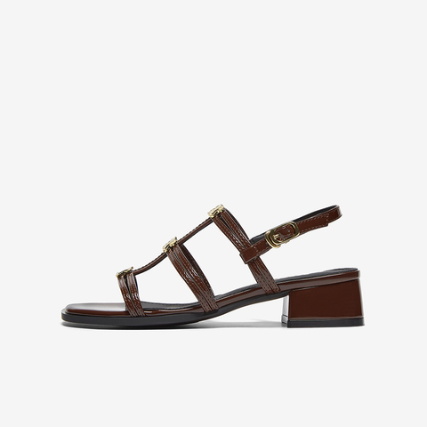 百思图2025夏季新款时尚潮流复古风罗马凉粗跟女凉鞋B5378BL5