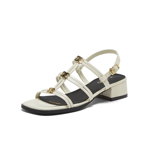 百思图2025夏季新款时尚潮流复古风罗马凉粗跟女凉鞋B5378BL5