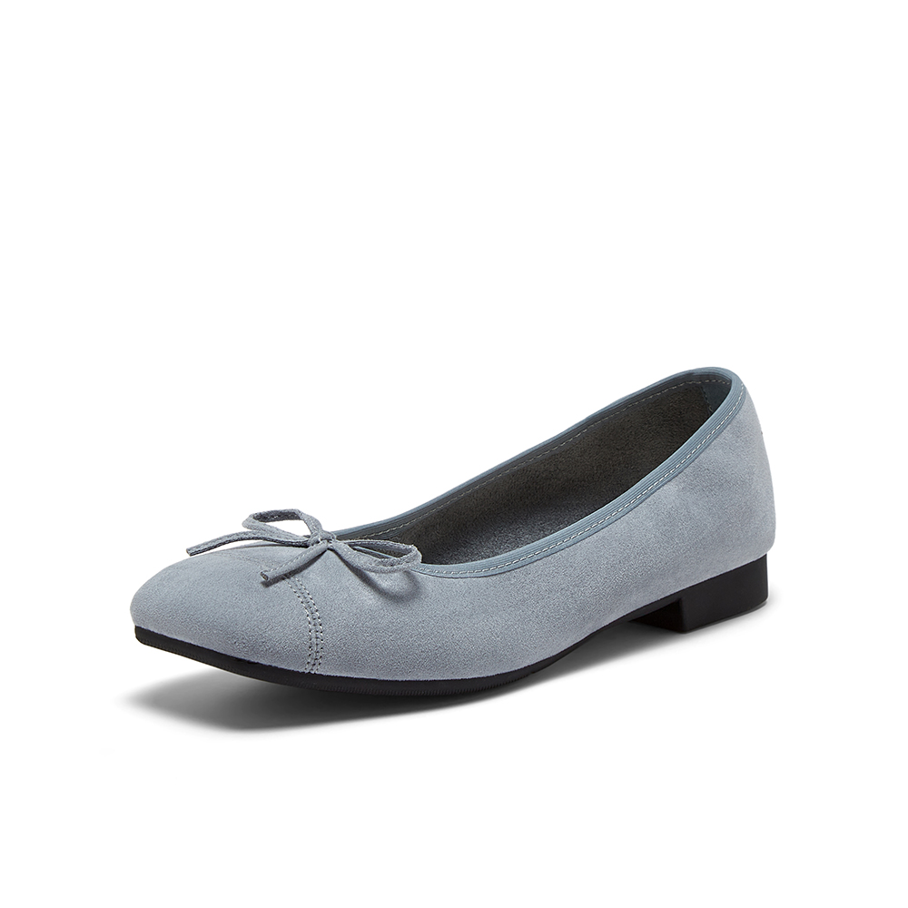 百思图2025秋季新款简约时尚蝴蝶结浅口方头女单鞋B2700CQ5