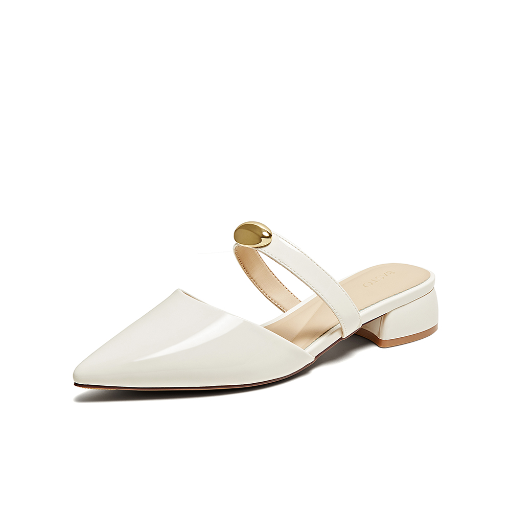 百思图2025夏季新款商场同款潮流尖头穆勒拖粗跟女凉拖鞋B6205BH5